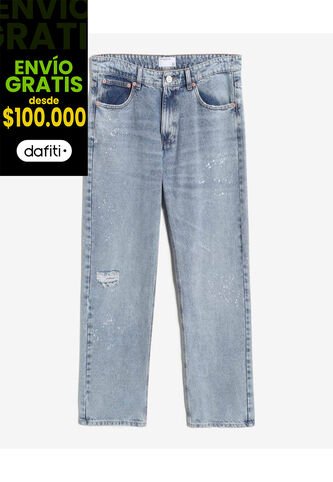 Jean Straight Con Desgastes  Para Hombre Azul Seven Seven Seven Seven