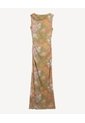 Vestido Floral Asimetrico  Para Mujer Verde Seven Seven de Seven Seven