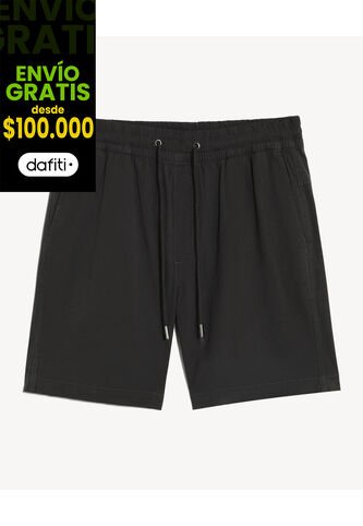 Bermuda Encauchada Regular  Para Hombre Negro Seven Seven Seven Seven