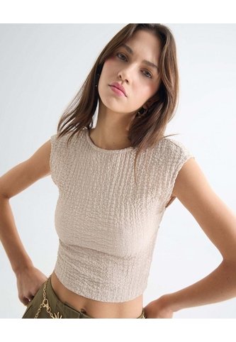 Camiseta Texturizada  Para Mujer Beige Seven Seven Seven Seven