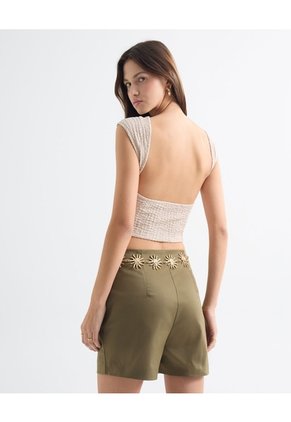 Camiseta Texturizada Para Mujer Beige Seven Seven