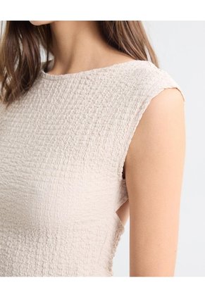 Camiseta Texturizada Para Mujer Beige Seven Seven
