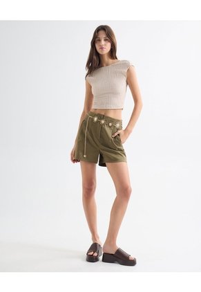 Camiseta Texturizada Para Mujer Beige Seven Seven