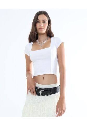 Camiseta Para Mujer Manga Corta Color Crudo Marca Seven Seven #28096104 Seven Seven