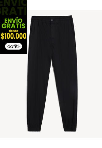 Jogger Con Pretina Encauchada  Para Hombre Negro Seven Seven Seven Seven