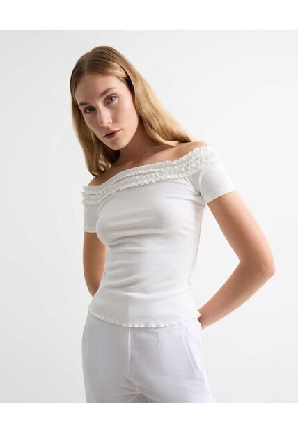 Camiseta Para Mujer Manga Corta Moda Color Crudo Marca Seven Seven #28096334