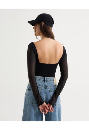 Camiseta Para Mujer Manga Larga Moda Color Negro Marca Seven Seven #28096305