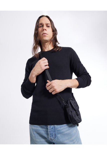 Saco Para Hombre Cuello Redondo Color Negro Marca Seven Seven #45330215