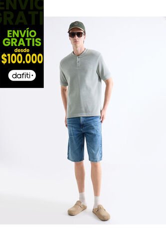 Bermuda Regular Tono Medio  Para Hombre Azul Seven Seven Seven Seven