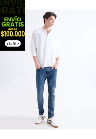Jean Skinny Tono Oscuro  Para Hombre Azul Seven Seven Seven Seven