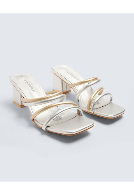 Sandalias Para Mujer Tacon Color Plata Marca Seven Seven #28690091