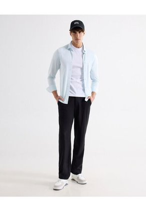 Camisa Para Hombre Manga Larga Sin Bolsillo Cuello Casual M Color Azul Marca Seven Seven #45012150