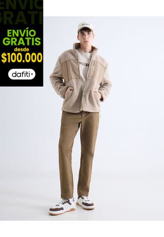 Pantalón Chino Regular  Para Hombre Camel Seven Seven Seven Seven