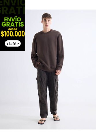 Pantalón Cargo Con Pretina Elástica  Para Hombre Verde Seven Seven Seven Seven