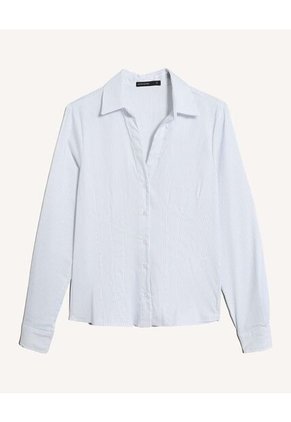 Blusa Camisera Popelina Soft Para Mujer Celeste Seven Seven
