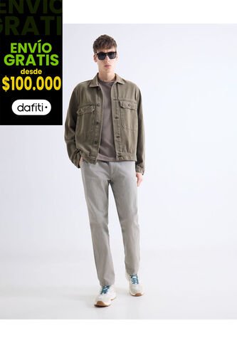 Pantalón Chino Regular  Para Hombre Gris Seven Seven Seven Seven