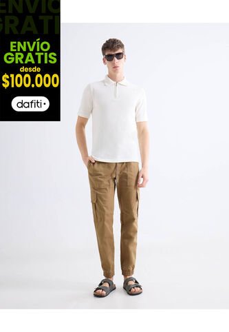 Jogger Cargo Con Bolsillos  Para Hombre Camel Seven Seven Seven Seven