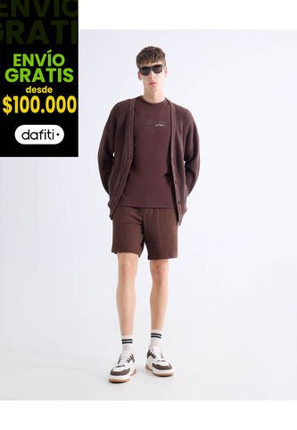 Bermuda Regular Rustica  Para Hombre Café Seven Seven Seven Seven