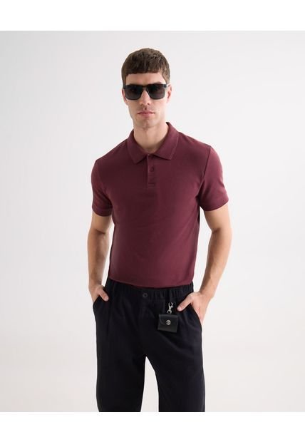 Polo Para Hombre Cuello Tejido Sin Bolsillo Color Vino Marca Seven Seven #45110909