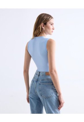 Camiseta  Para Mujer Manga Sisa Moda Color Celeste Marca Seven Seven #28096581