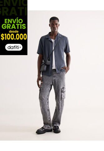 Jean Loose Cargo Tono Gris  Para Hombre Gris Seven Seven Seven Seven