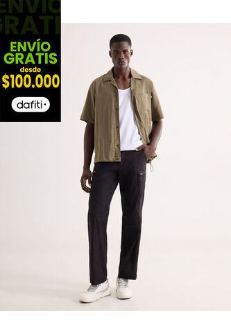 Pantalón Cargo Con Bolsillos  Para Hombre Negro Seven Seven Seven Seven