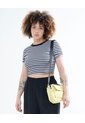 Crop Top A Rayas  Para Mujer Negro Seven Seven de Seven Seven