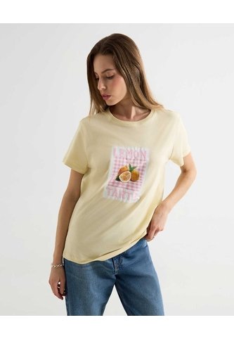 Camiseta Estampada Oversize Limones  Para Mujer Amarillo Seven Seven Seven Seven