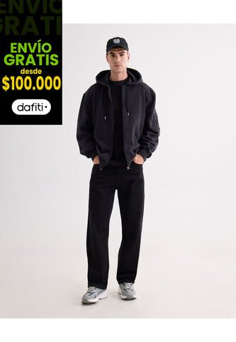 Jean Recto Tiro Medio  Para Hombre Negro Seven Seven Seven Seven