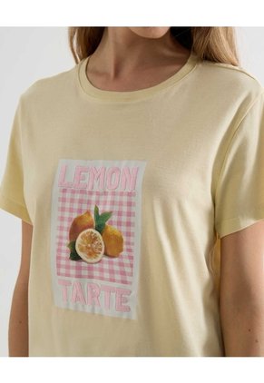 Camiseta Estampada Oversize Limones  Para Mujer Amarillo Seven Seven