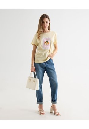 Camiseta Estampada Oversize Limones  Para Mujer Amarillo Seven Seven