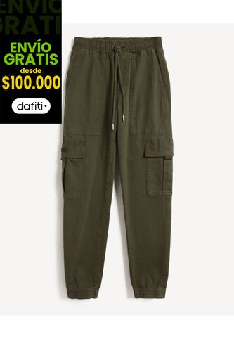 Jogger Cargo Con Bolsillos  Para Hombre Verde Seven Seven Seven Seven