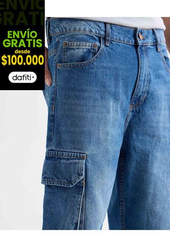 Jean Straight Cargo Tono Azul  Para Hombre Azul Seven Seven Seven Seven