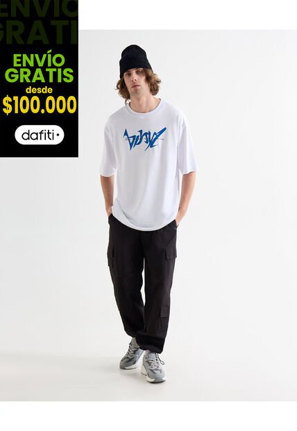 Pantalón Parachute Multipocket  Para Hombre Negro Seven Seven