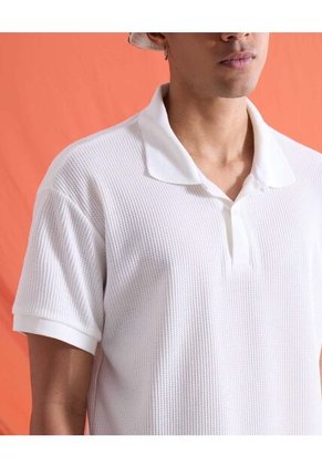 Polo Relaxed Tejida  Para Hombre Blanco Seven Seven