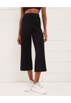 Pantalón Tipo Cullote Acanalado  Para Mujer Negro Seven Seven