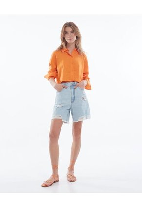 Blusa  Para Mujer Manga Larga Color Mandarina Marca Seven Seven #28123826