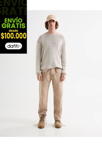 Jeans Loose Tono Caqui  Para Hombre Beige Seven Seven Seven Seven