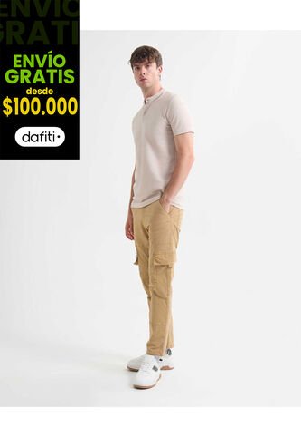 Pantalón Cargo Parachute  Para Hombre Camel Seven Seven Seven Seven