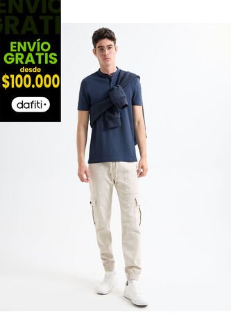 Jogger Cargo Con Bolsillos  Para Hombre Beige Seven Seven Seven Seven