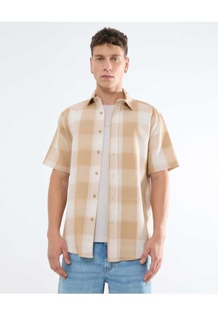 Camisa Para Hombre Manga Corta  Color Cafe Claro Marca Seven Seven #45012059