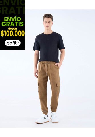 Jogger Con Bolsillos Cargo  Para Hombre Camel Seven Seven Seven Seven