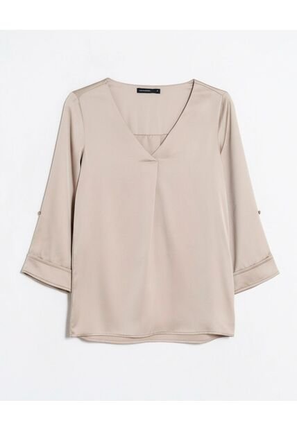 Blusa Escote En V  Para Mujer Crema Seven Seven