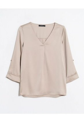 Blusa Escote En V  Para Mujer Crema Seven Seven