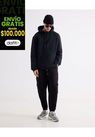 Jogger Con Bolsillos Cargo  Para Hombre Negro Seven Seven Seven Seven