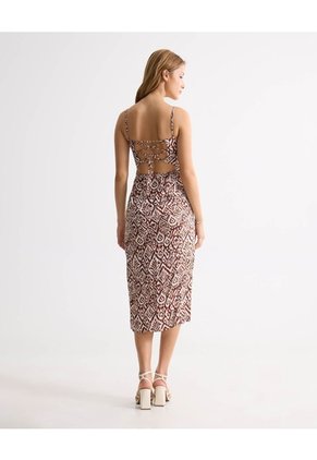 Vestido Largo Estampado  Para Mujer Terracota Seven Seven