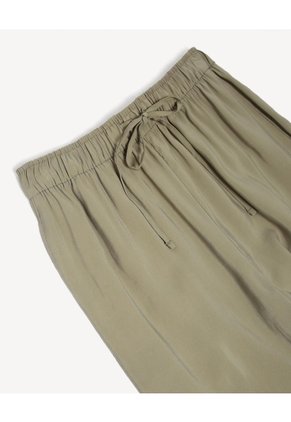 Pantalón Parachute Con Fruncido Lateral  Para Mujer Verde Seven Seven