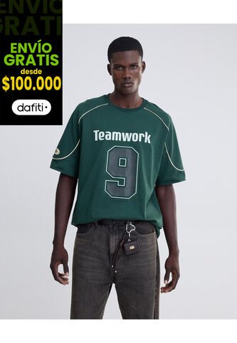 Camiseta Screen Oversize  Para Hombre Verde Seven Seven Seven Seven