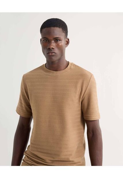 Camiseta Para Hombre Manga Corta Cuello Redondo Color Camel Marca Seven Seven #45092680