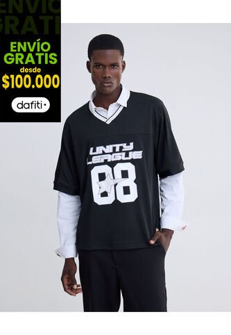 Camiseta Screen Boxy  Para Hombre Negro Seven Seven Seven Seven